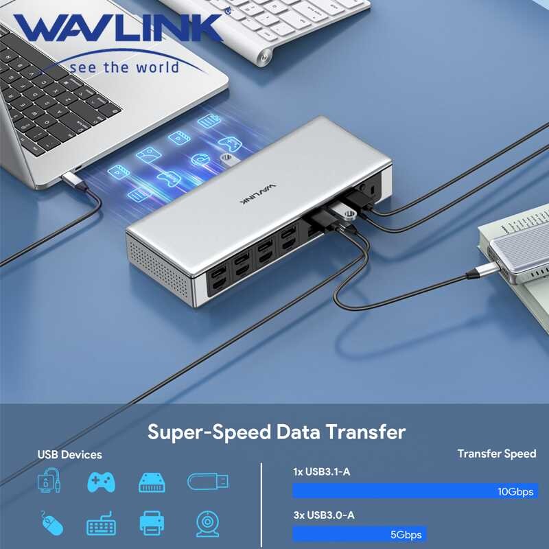 A Wavk Displayk Usb C Docking Station Dual Triple Quad K In Gbps Data Transfer For M