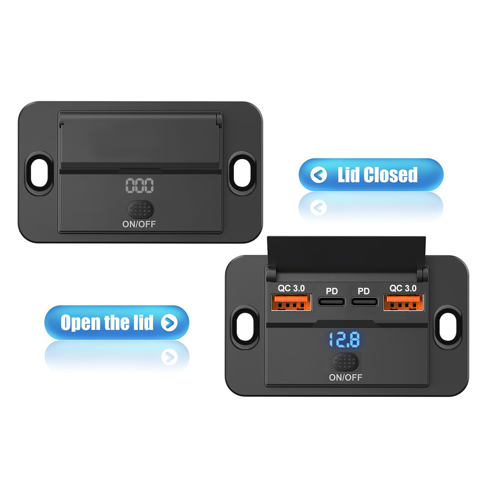 Voltage Display RV USB Outlet Dual QC3.0 USB A & USB C Ports Charging ...