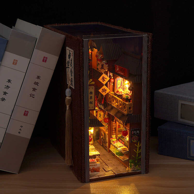 Book Diy Nook Doll Miniature Wooden Bookshelf Shelf Insert Miniatures ...