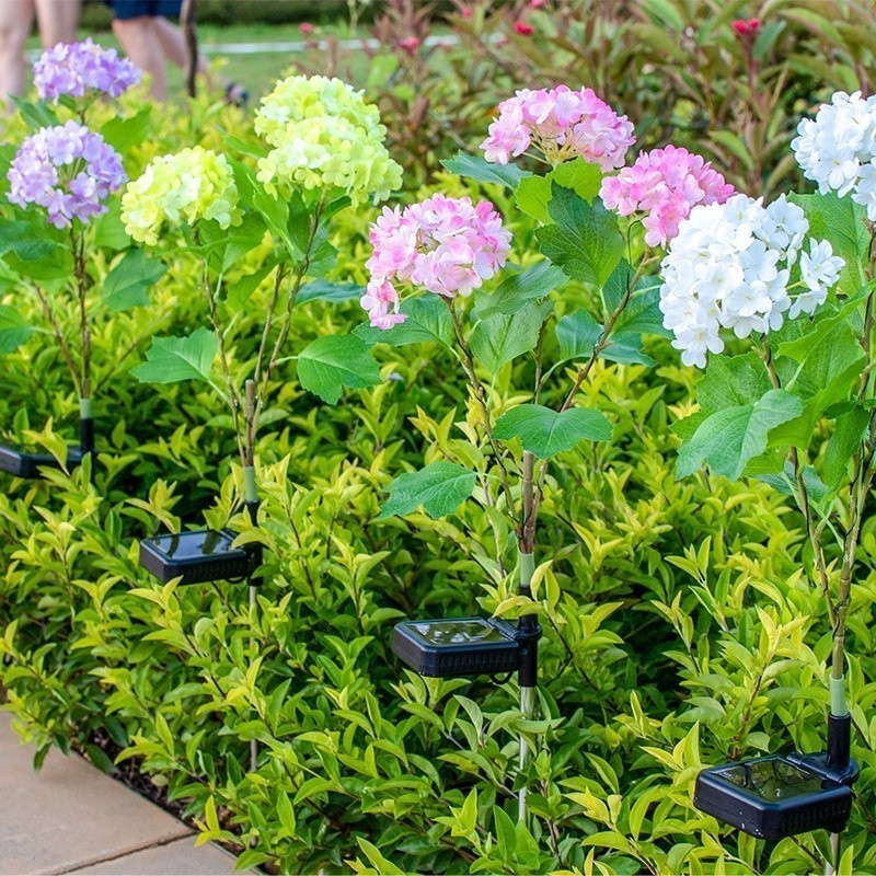 Solar Hydrangea LED Outdoor Flower Lights Waterproof Decoration ...
