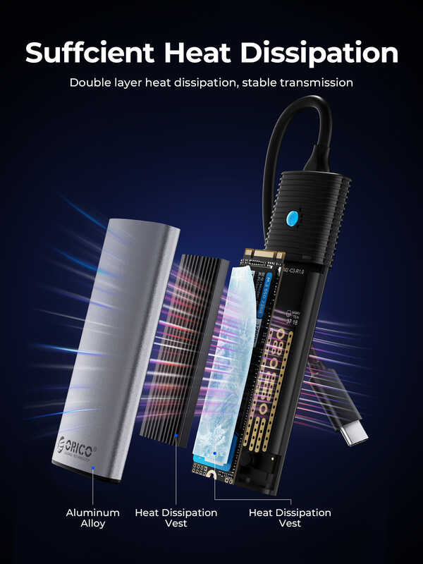 ORICO Portable M2 Dual Protocol Tool-less M.2 External NVME PCIE NGFF ...