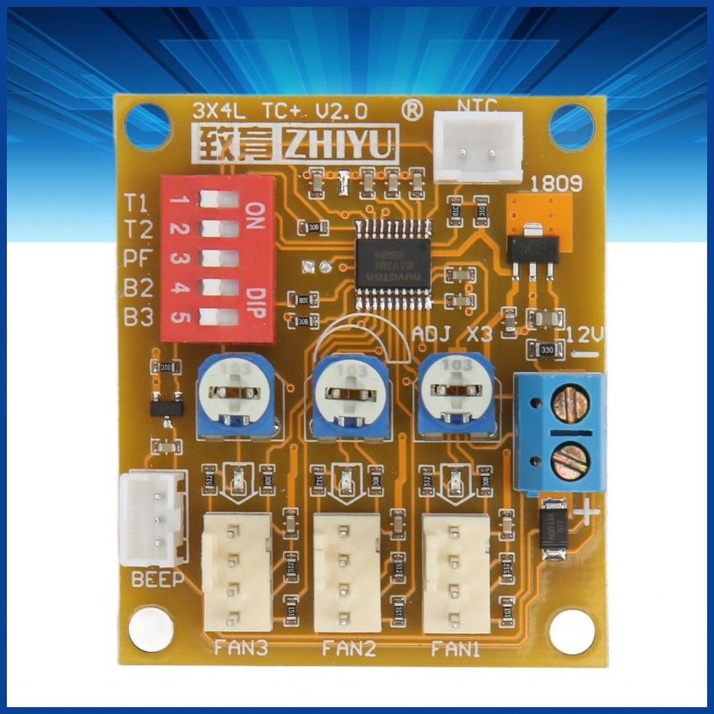 Treee Fan Speed Control Board Automatic CPU 3 Indicators PWM Temp ...