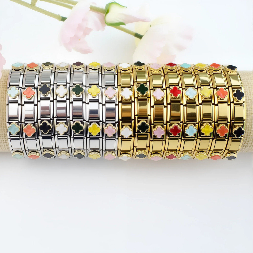 Italian Modular Bracelet Clover Four-Leaf Clover Axle Grass Bracelet ...