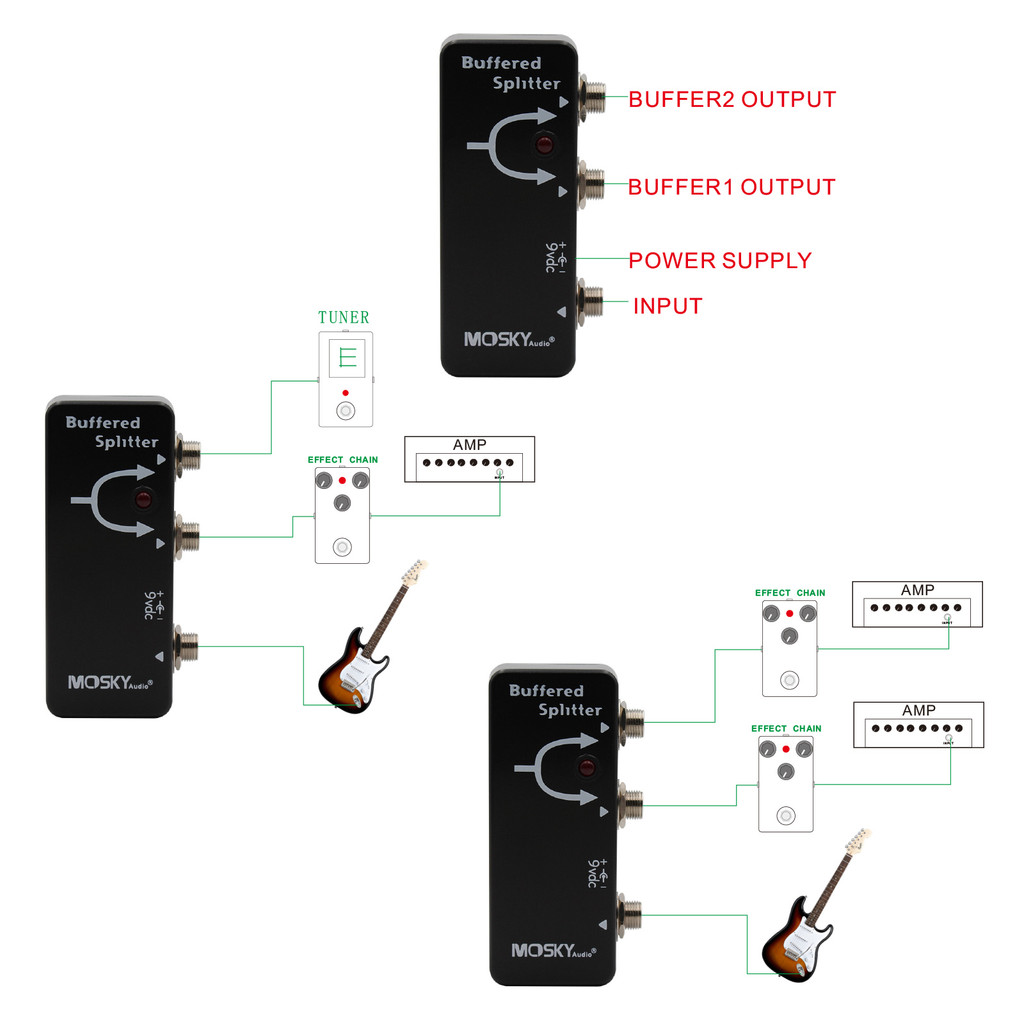 MOSKYaudio BUFFERED SPLITTER Guitar Effect Pedal Signal Buffer Splitter ...