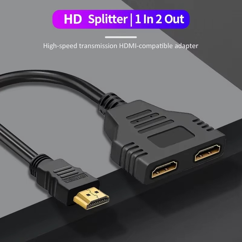 [Local Stock] HDMI Splitter Adapter Cable1 male To Tourist 2 Female ...