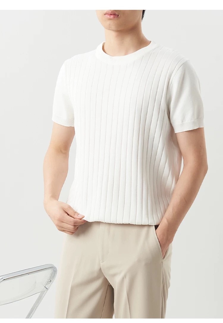 ProMan-Korean Style Plain Stripes T-Shirt For Men Stretchy Simple ...