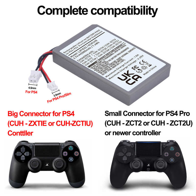 2x 2000mAh PS4 Controller Akku Mit Werkzeug - Li-Ion Ersatzakku Für Dualshock 4