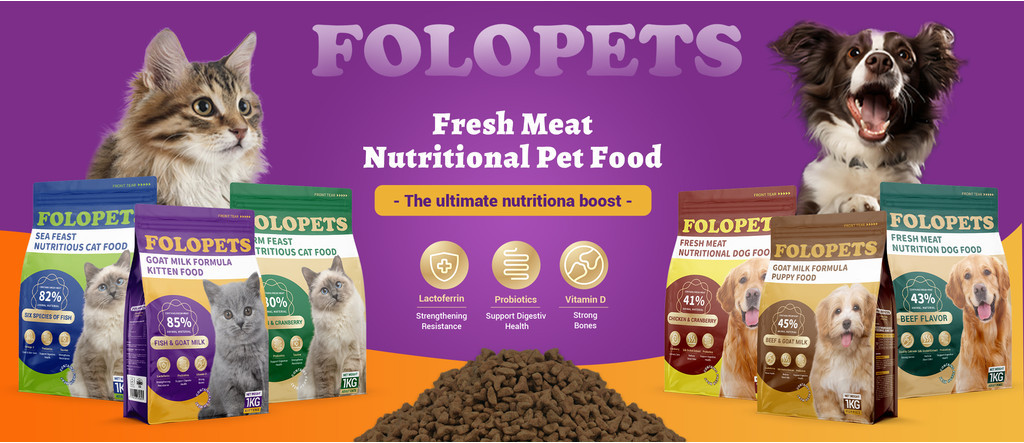 FOLOPETS Adult Dog Puppy Dry Food Beef Milk and Chicken Flavor 1kg ...