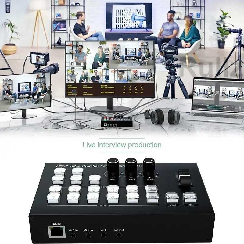 SK 4K Mixer Switcher 4 CH HDMI Multi Camera Streaming Live Production ...