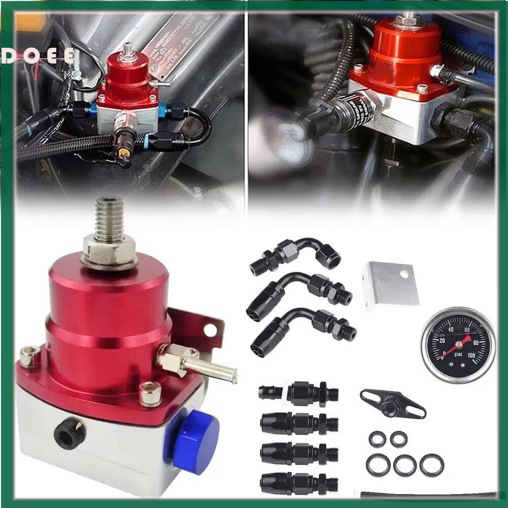 ˇ≮ Universal Adjustable Fuel Pressure Regulator Oil 100psi Gauge AN 6 ...