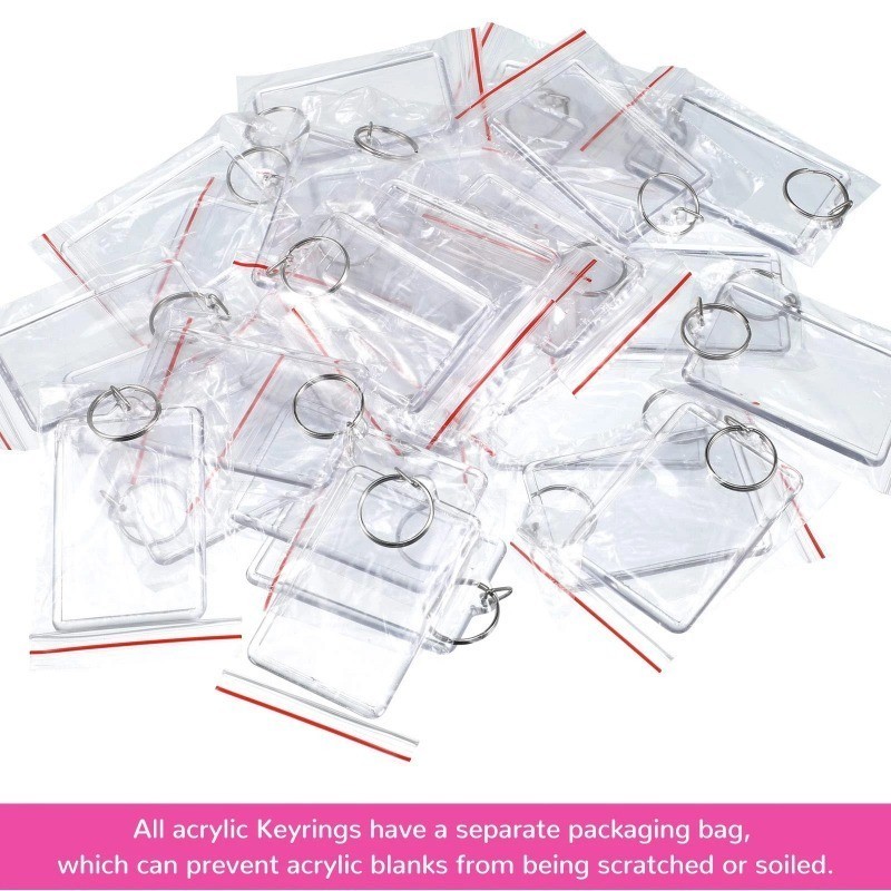 10/30Pcs Transparent Acrylic Keychain DIY Photo Insert Keyring Photo ...