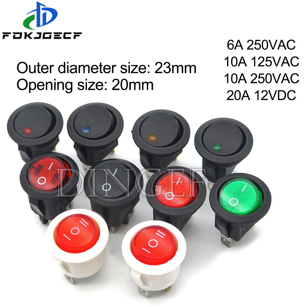 1PCS Round Rocker Switch LED illuminated Car Dashboard Dash Boat Van ON ...