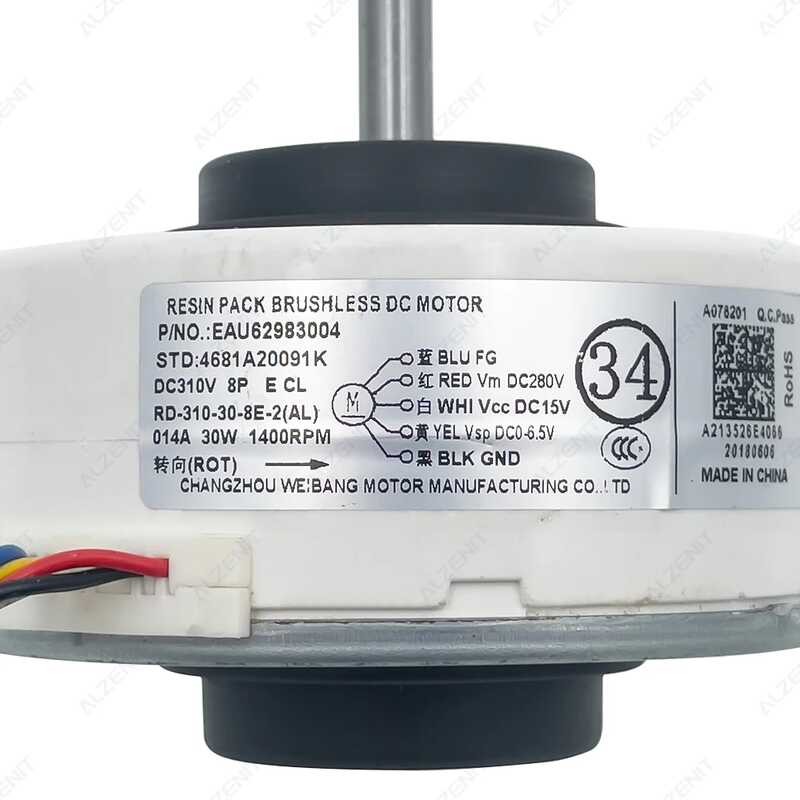 Moteur Ventilateur CC 310V Pour Climatiseur Inverter - 30W, 1300 Tr/min, Sens CCW - Remplace WZDK30-38G