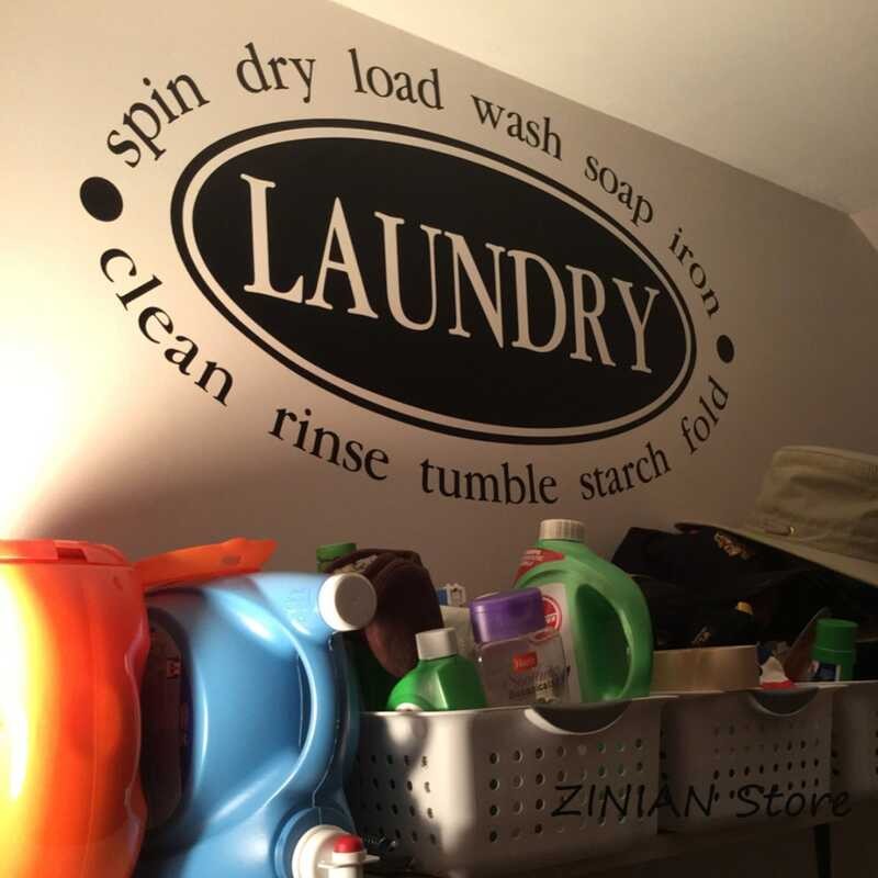 Decor Room Stickers Laundry Seal Collage Vinyl Decal Wash Spin Dry Fold ...