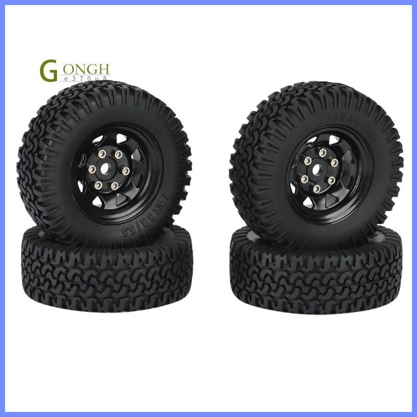 4PCS 1.55 Metal Beadlock Wheel Rim Tires Set for 1/10 RC Crawler Car ...