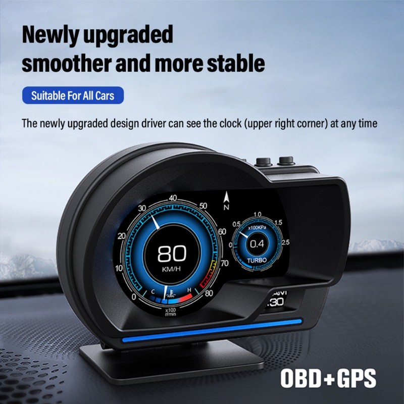 P6 OBD+GPS Dual System Head Up Display Car HUD Gauge Digital Obd2 Meter ...