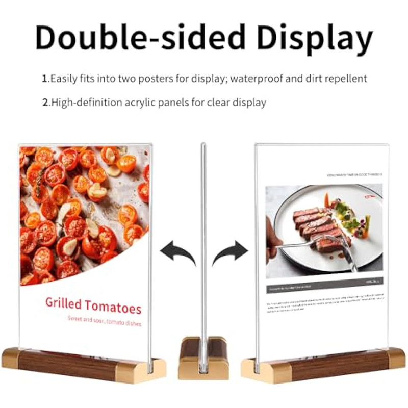 Walnut Food Menu Flip Display Stand Desktop Food Menu Page Display ...