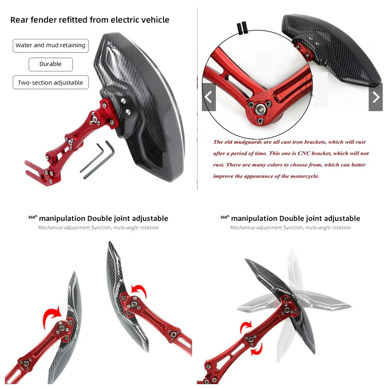 Universal Motorcycle Mudguard Rear Fender Extender Mudflap Mud Splash