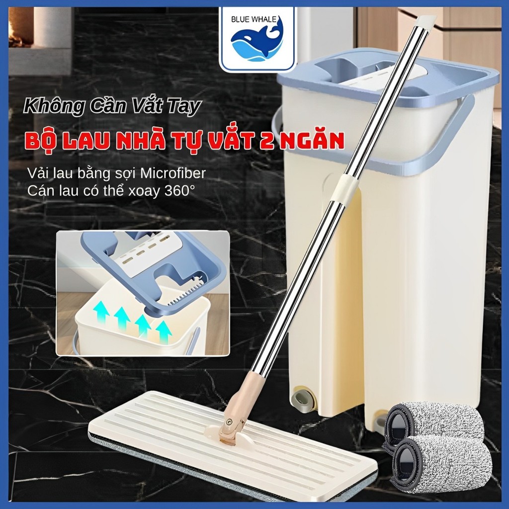 (Full Set) 2-compartment Mop Set, 2-compartment Mop Bucket, Mop with ...