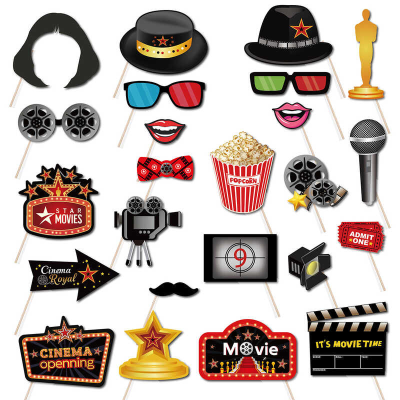24Pcs 3 94 Hollywood Cinema Festival Theme Photo Booth Props Dress Up ...