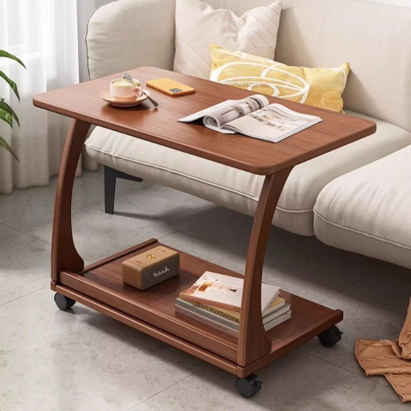 Sofa side table household movable solid wood coffee table living room ...