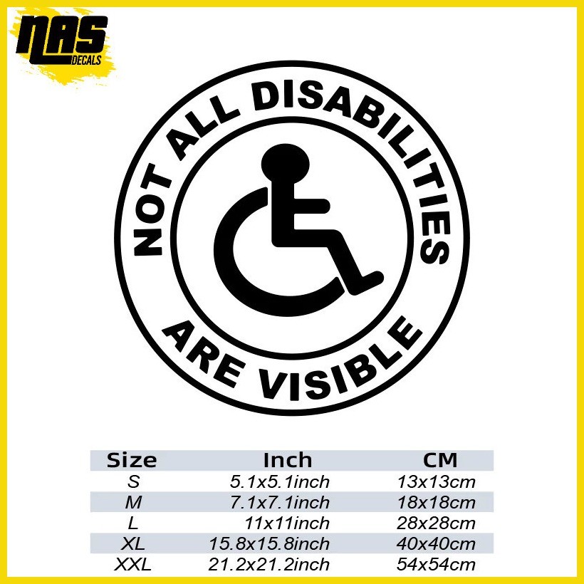thumbnail image 2 of JDM Style Not All Disabilities Are Visible Vinyl Decal – Glossy Blue Handicap Sticker For Car Truck Window Or Bumper 2 of 3