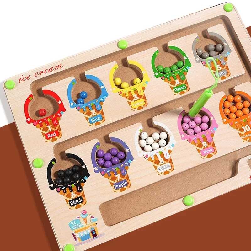 Bata Mga Montessori Wooden Toy Magnetic Color Sorting Board Pen Moving ...