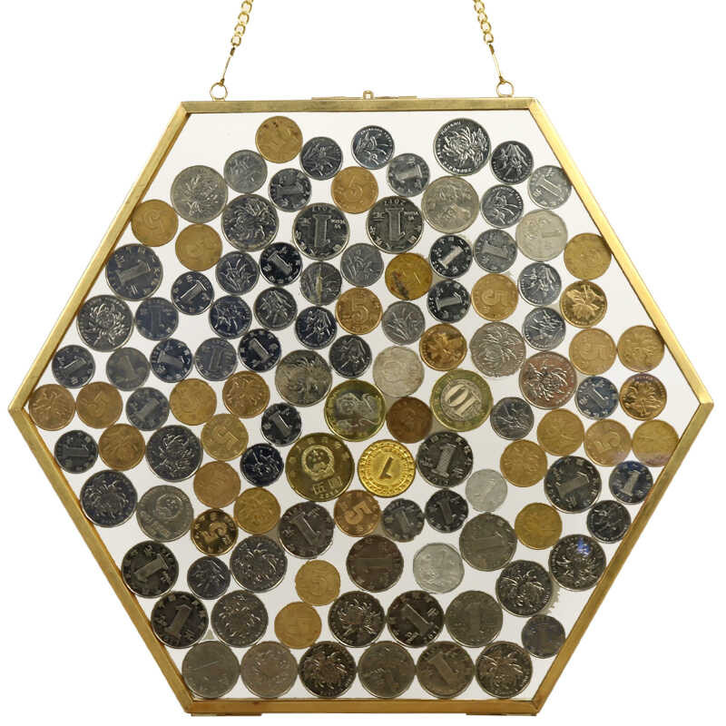 Simple Hexagonal Coin Display Frame, Glass Transparent Photo Frame ...