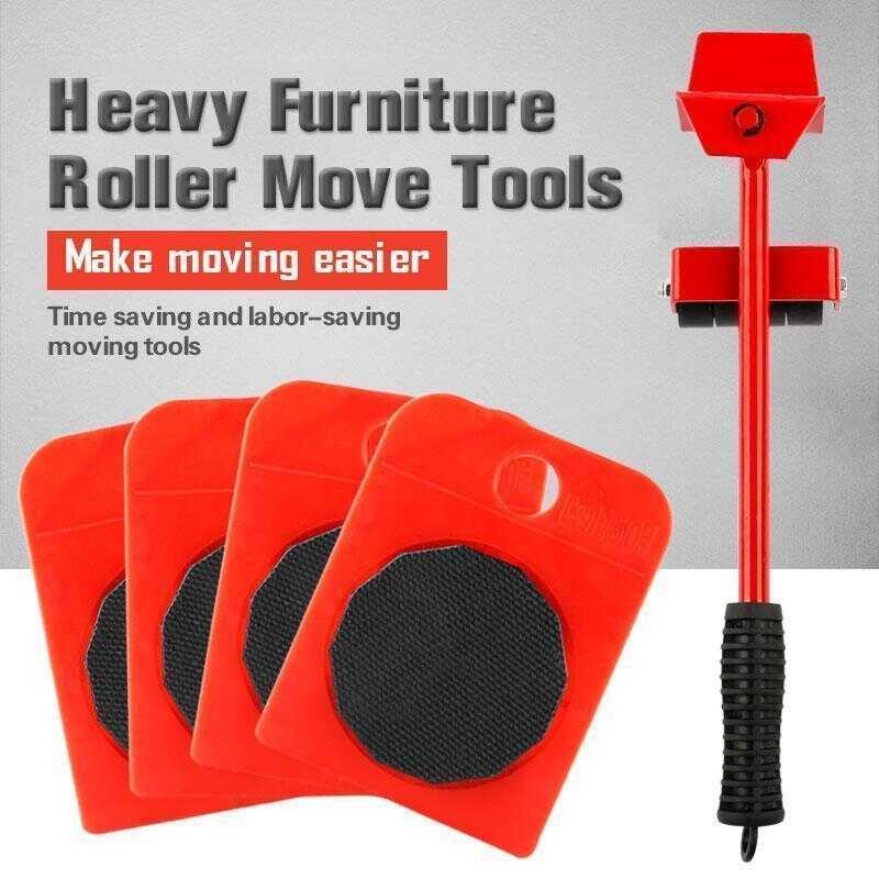 Tool 5PCS Set Heavy Stuffs Roller Bar Furniture Mover Lifter With ...