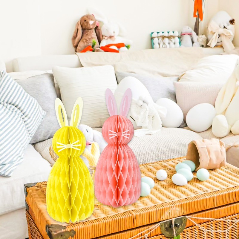 1/3PCS Easter Bunny Honeycomb Handcrafted Pendant - Holiday Party ...