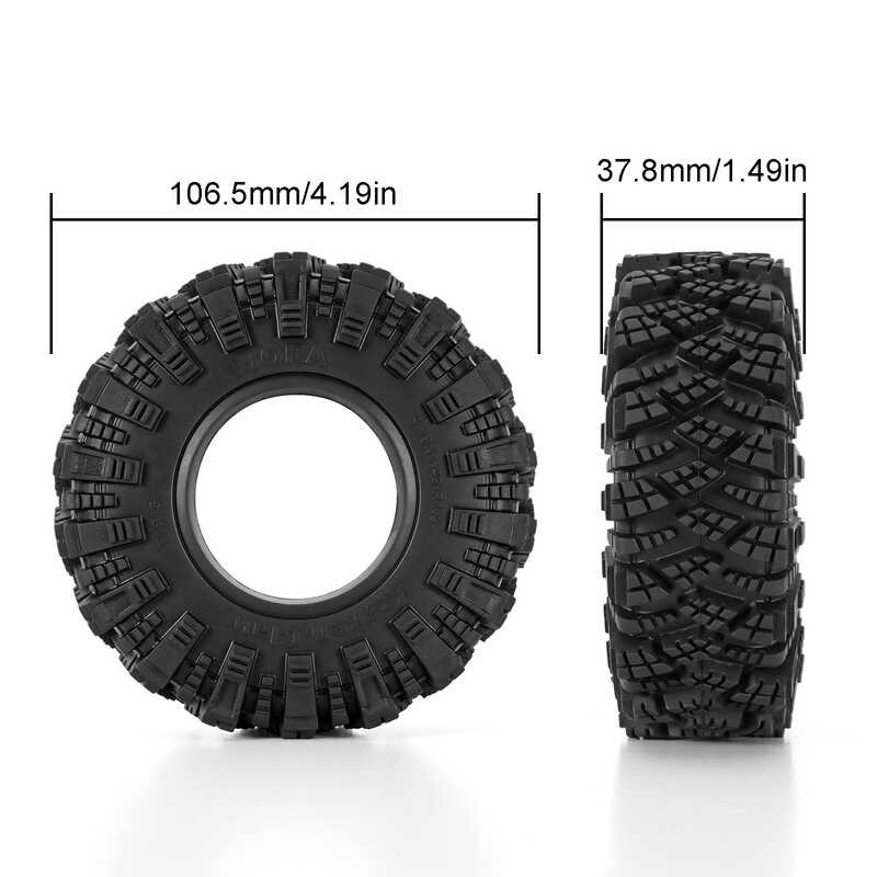 INJORA 1.9 Mud Set of Offset Tyres - 8.9 mm Beadlock for 1/10 RC