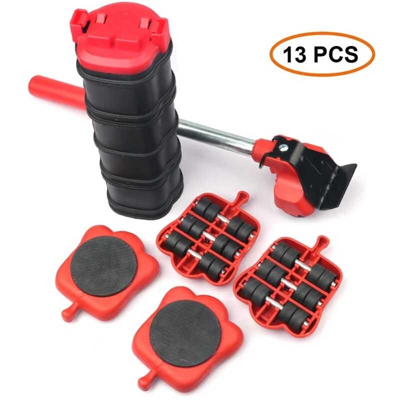 Pcs 5 Furniture Transport Roller Removal Lifting Moving Set Wheel Bar ...