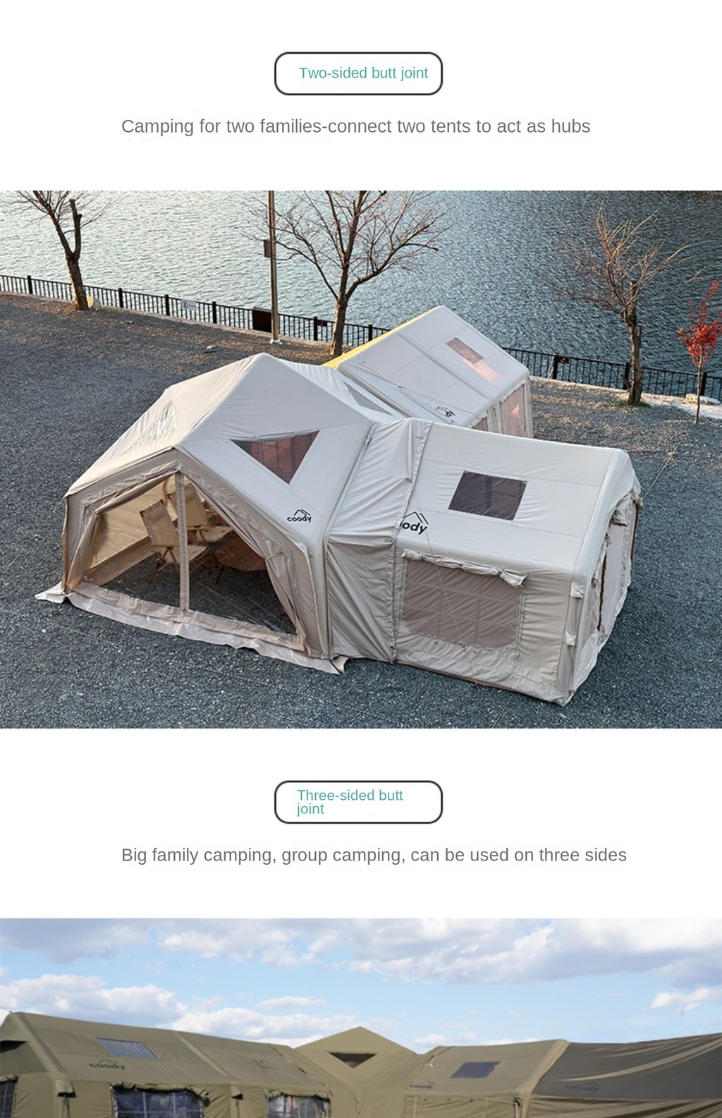 Coody HUB Shelter 13 Air Inflatable Outdoor Camping Tent 4-6 Persons ...