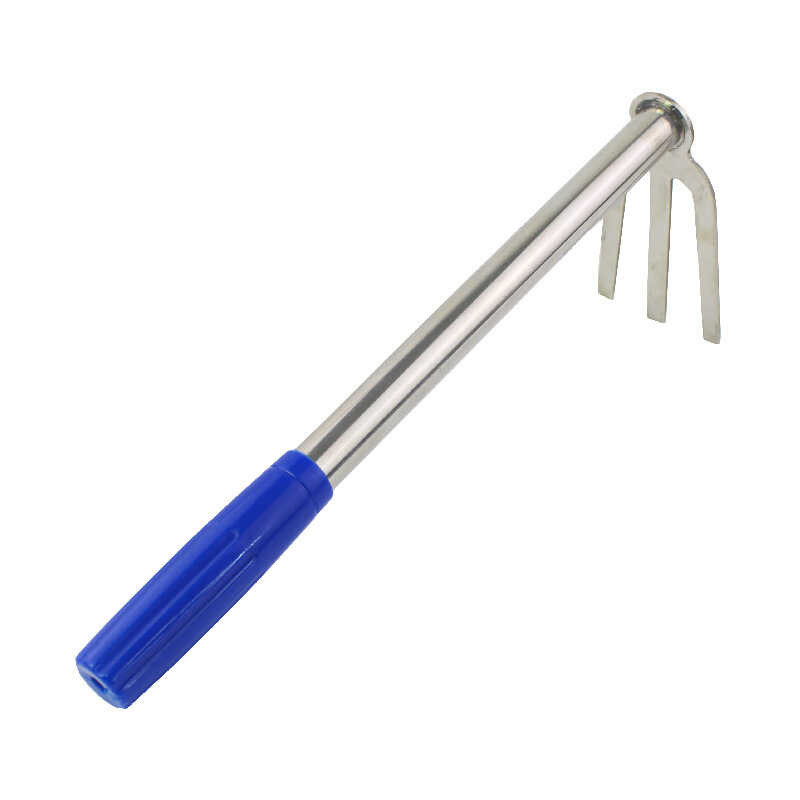 connected Stainless steel three tooth rake with plastic handle, durable ...