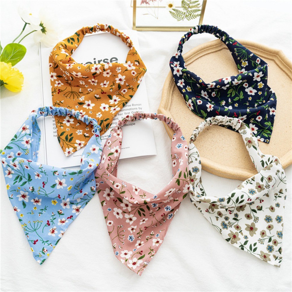 Women Soft Turban Head Kerchief Scarf Floral Hair Triangle Head Scarves ...