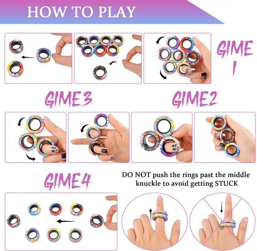 Magnetic Spinner Rings Fidget Toy Set Adult Fidget Magnets Fidget Pack ...