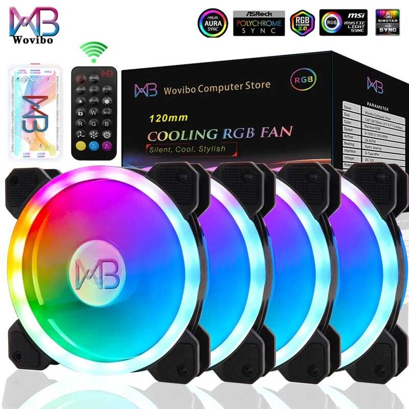 Wovibo 120Mm Fan RGB Case Fans Argb Mute Cooler Pc Computer 6Pin Coog ...