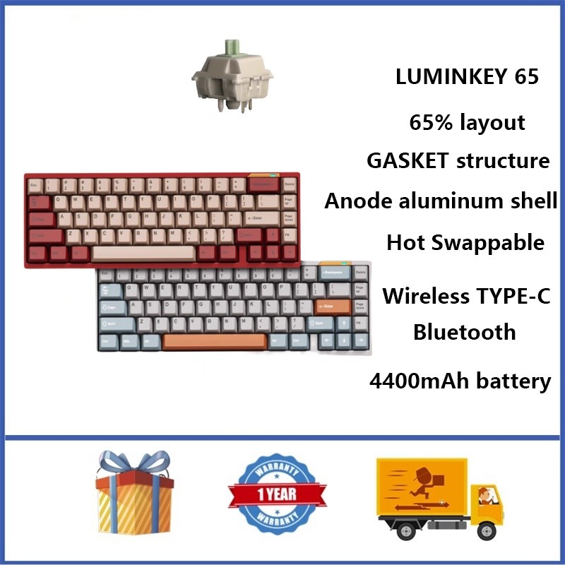 LUMINKEY 65 65% Wireless Mechanical Keyboard GASKET Structure Anode ...