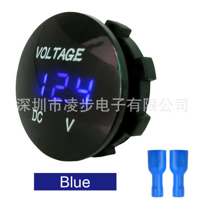 Esquirla Digital Car Voltmeter – 12V-24V LED Display Voltage Tester, Waterproof, Compact, For Motorcycles, Boats, ATVs, RVs, And More, Blue