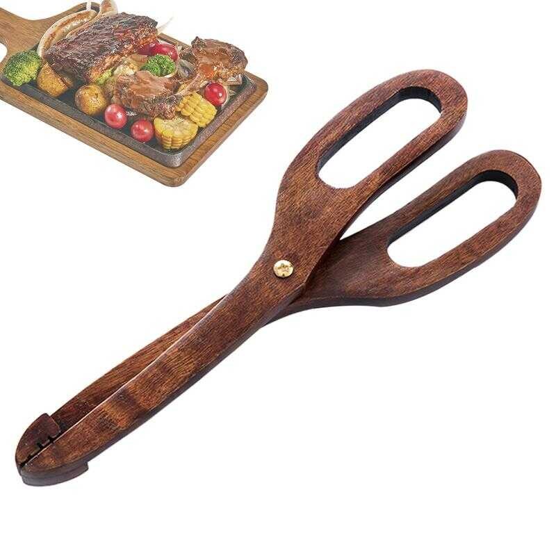 Wooden 4 Bread Clip Scissors Design Cooking Tong Food Grade Serving ...