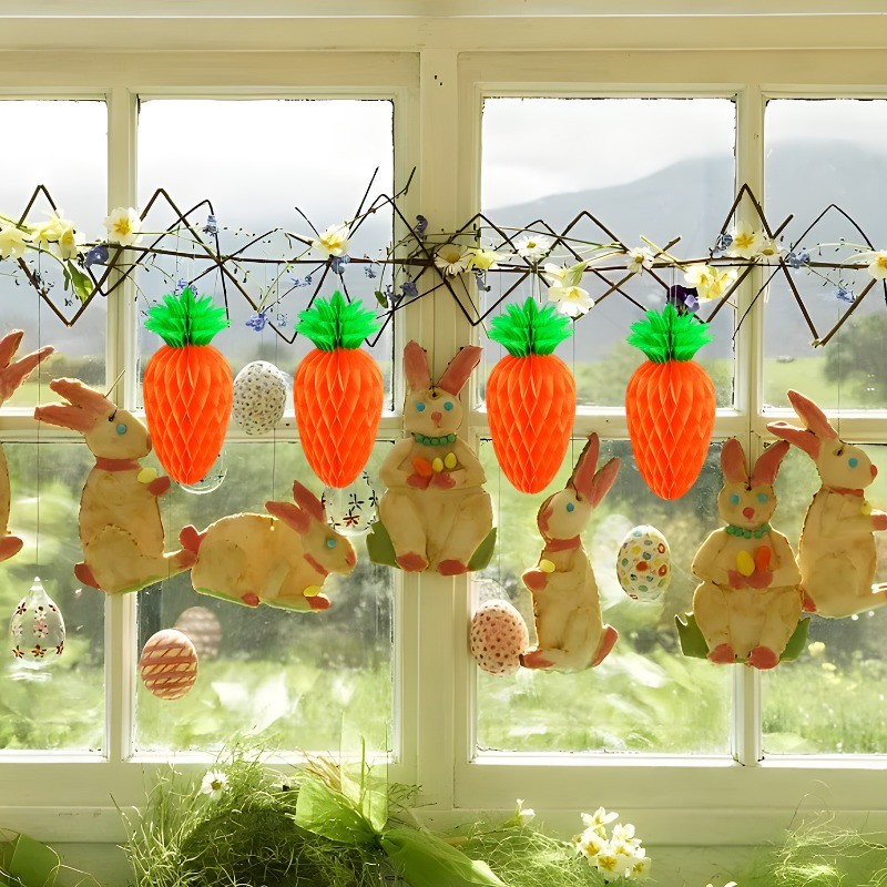 1/3PCS Easter Bunny Honeycomb Handcrafted Pendant - Holiday Party ...