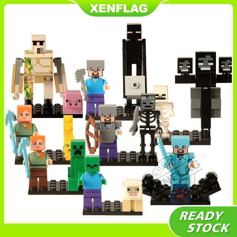 Minecraft Steve Alex Minifigures Building Blocks Assembly Collectible ...