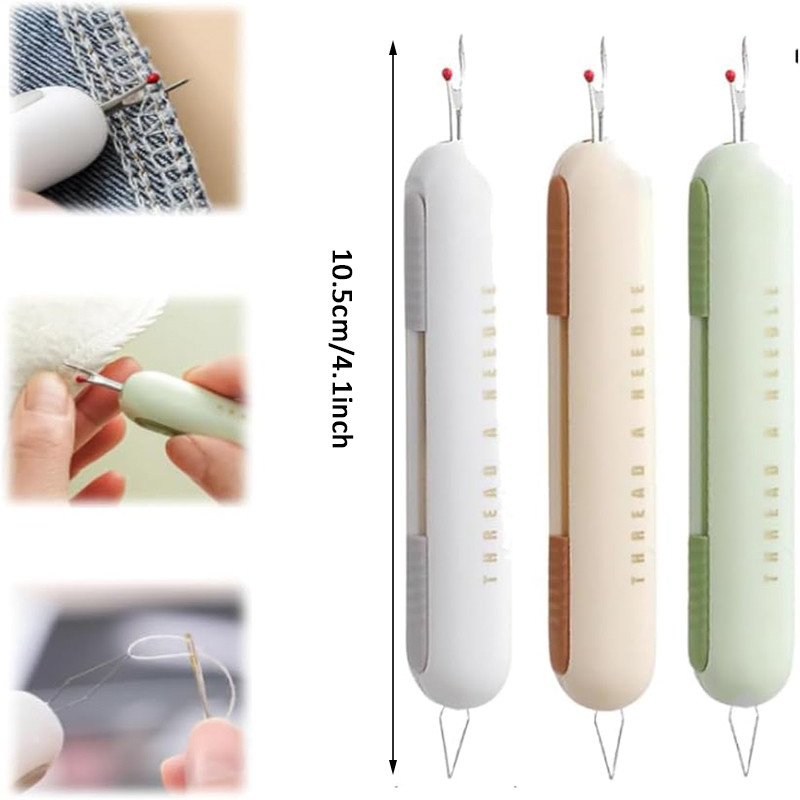 Needle Threader Seam Ripper 2-in-1 Manual Threader Stitching Remover ...
