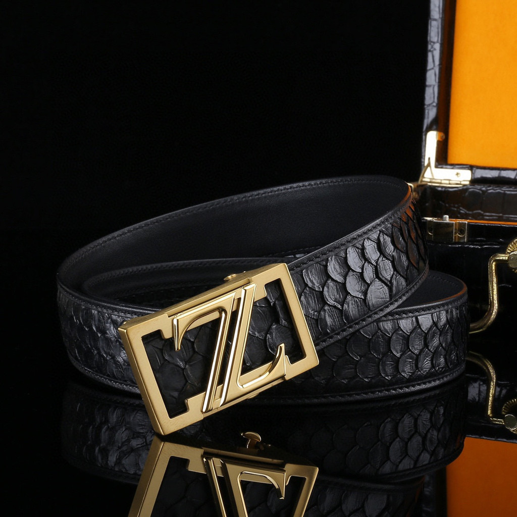 Men's Real Python Skin Men's Belt Z Automatic Buckle Cowhide Luxury ...