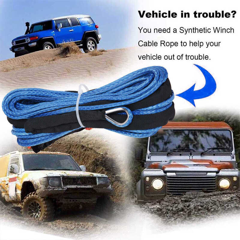 6Mm Rope X 15M Synthetic Cord Hook Winch E Car Tow Recovery Cable 4Wd S ...
