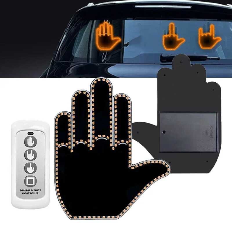 Remote with Control Cool F Car Interior Light Up Middle Finger Hand ...