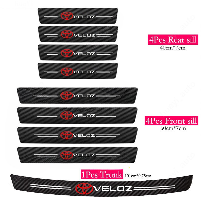 Toyota Veloz Car Door Sill Sticker Anti-Scratch Carbon Fiber leather ...