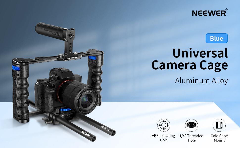 NEEWER Aluminum Alloy Camera Cage, Filmmaking Rig with Top Handle, Dual ...