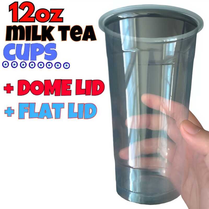 Moolah Y CUPS 12Oz 50Pcs/Pack Dome Flat Lid For Milk Tea Shakes Fruits ...