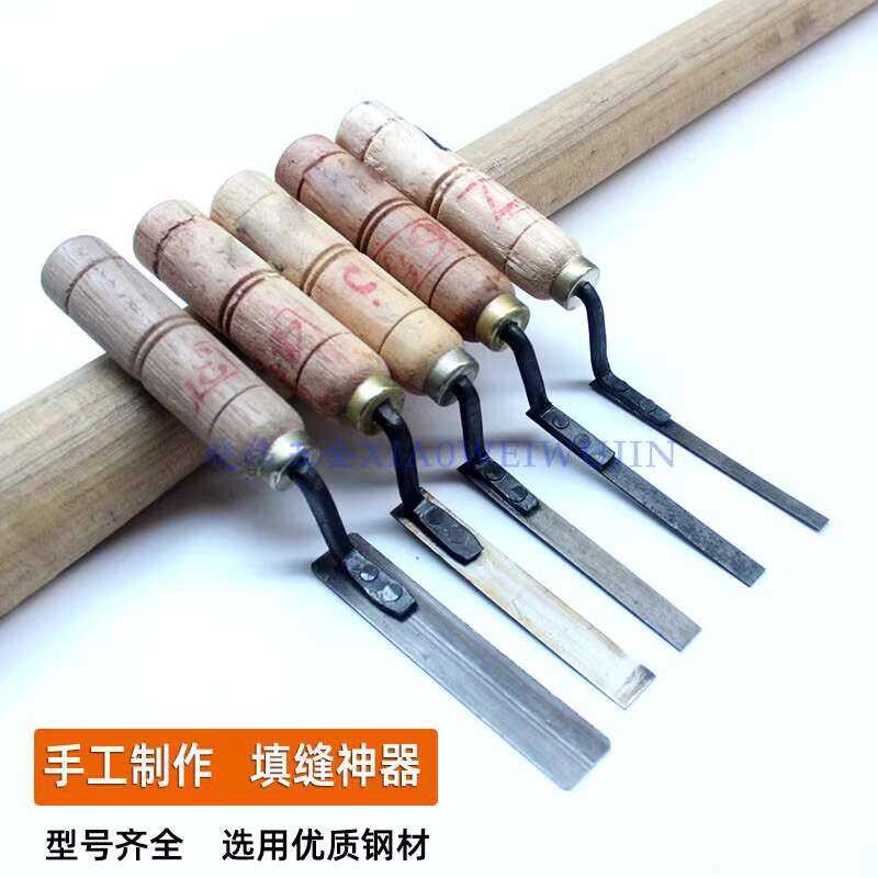 Outside mortar knife, floor tile filling trowel, wood handle, cement ...